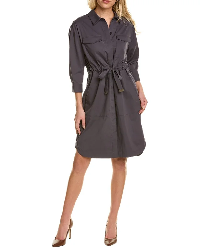 Women's shirt dress shine pop -Peserico Tie Waist Shirtdress