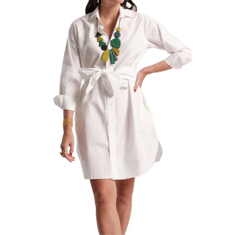 Women's shirt dress sand glow -Perfect Shirtdress In White