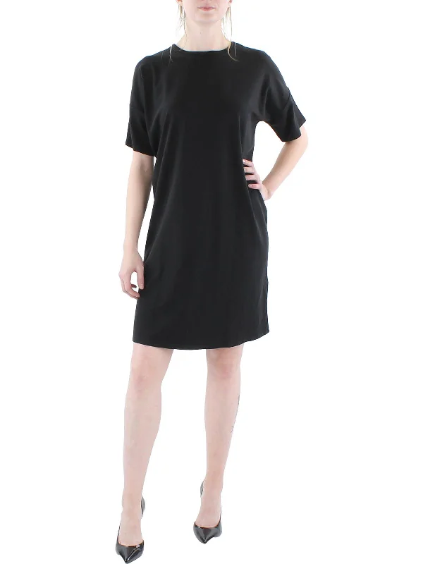 Women's shirt dress bronze chic -Womens Boxy Above Knee T-Shirt Dress