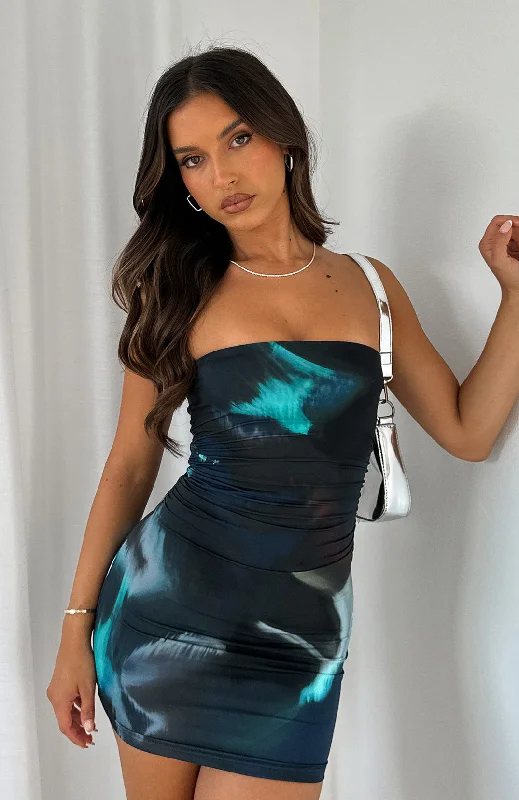 ladies-mini-dress-sophisticated-skip-Mind Games Strapless Mini Dress Ocean Aura