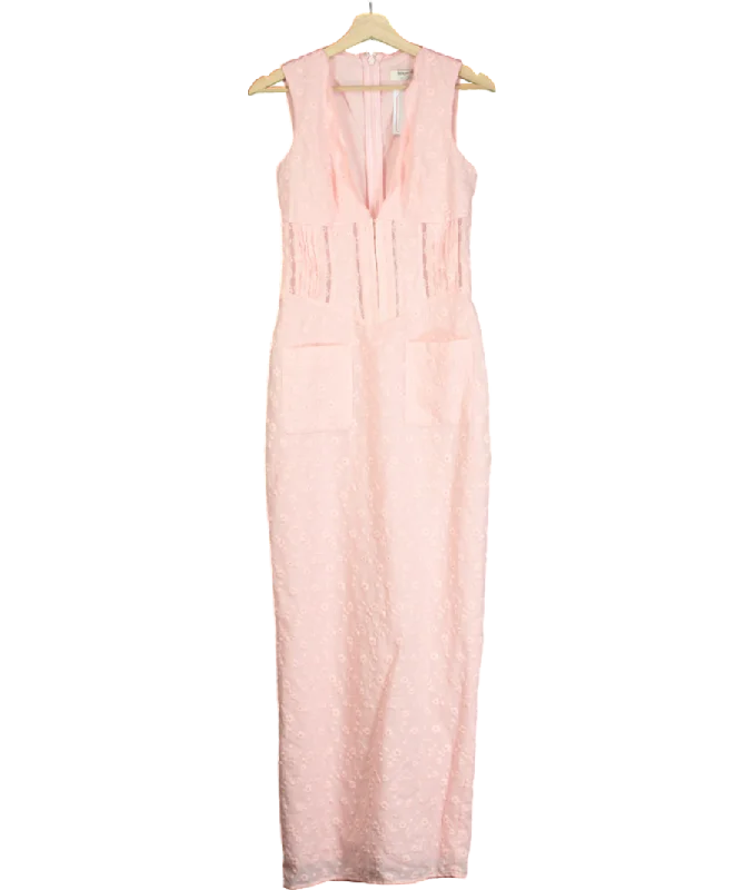 ladies-maxi-dress-wedding-whimsy-House of CB Pink Sophina Broderie-anglaise Woven Maxi Dress UK M