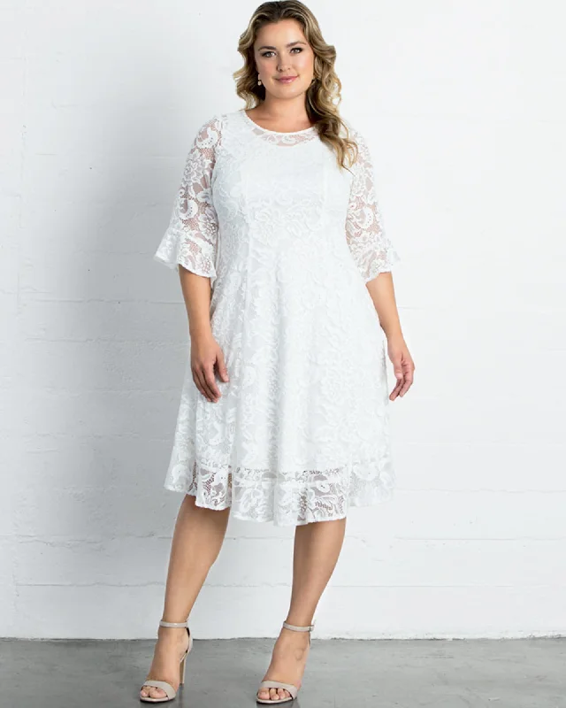 Women's midi dress bell glow -Livi Lace Midi Dress | PEARL