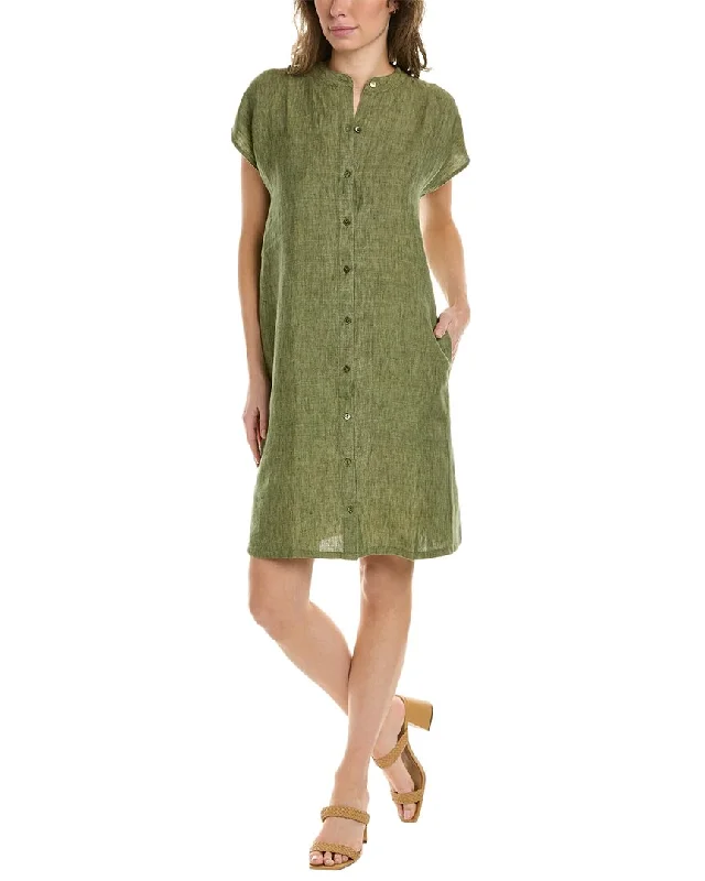 Women's shirt dress sprout pop -EILEEN FISHER Delave Mandarin Linen Shirtdress