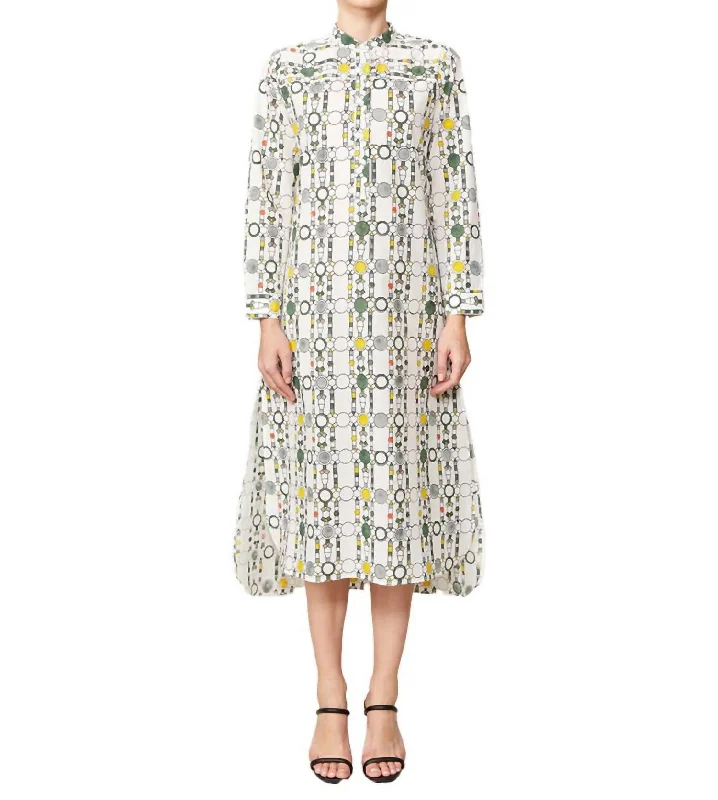 Women's shirt dress flash pop -Annalise Khadi Cotton Shirt Dress In Spheres