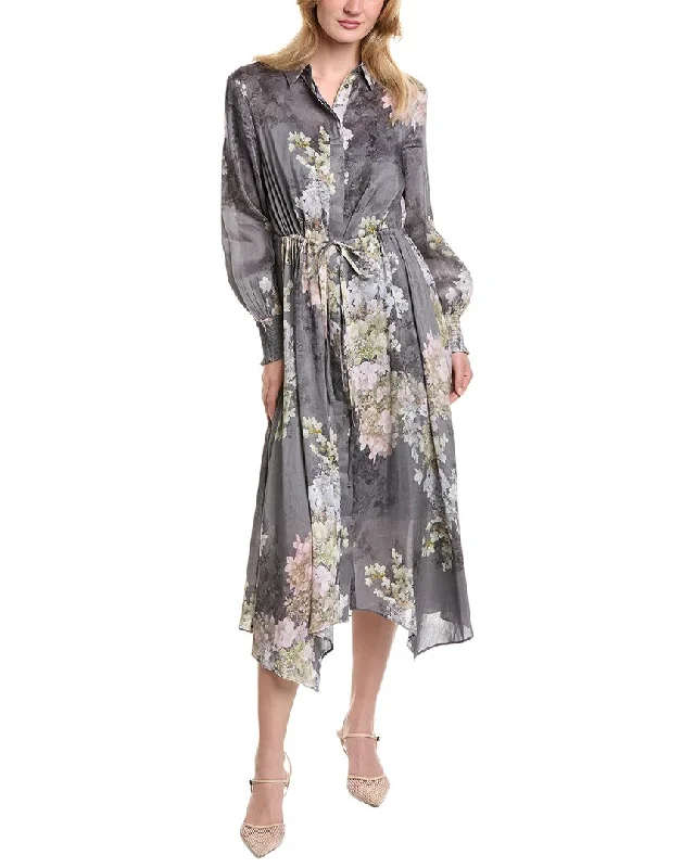 Women's shirt dress flare flair -AllSaints Skye Venetia Linen & Silk-Blend Shirtdress