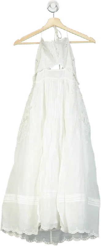 ladies-maxi-dress-bell-sleeve-bliss-REISS White Halter Neck Maxi Dress UK 8