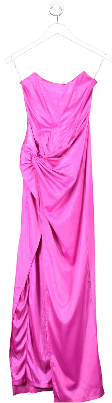 ladies-maxi-dress-tall-tide-Club L Romancing Hot Pink Satin Bandeau Corset Maxi Dress UK 8