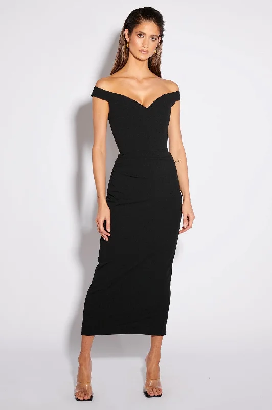 Women's midi dress yes pop -Aami Midi Dress - Black