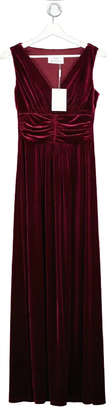 ladies-maxi-dress-cap-sleeve-cool-gina bacconi Red Wine Patricia Sleeveless Velvet Maxi Dress BNWT UK 8