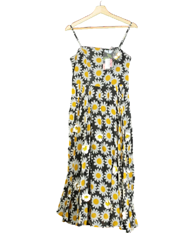 Women's flare dress keyhole -Debenhams Embellished Daisy Retro Black Fit & Flare UK 10