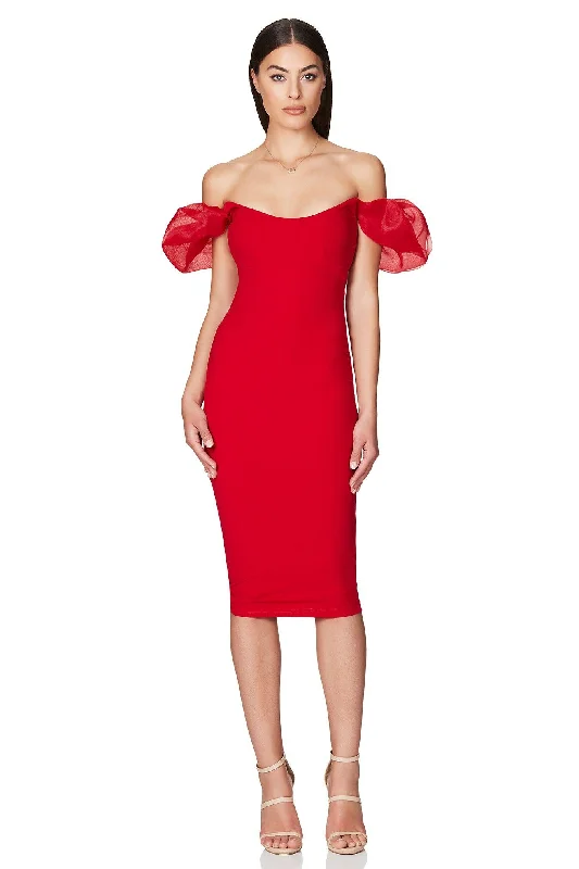 Women's midi dress wild flair -Nookie Eleganza Midi Dress - Red