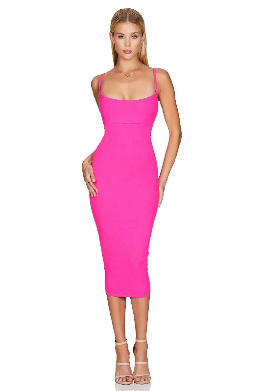 Women's midi dress tidy pop -Nookie Bailey Midi Dress - Neon Pink