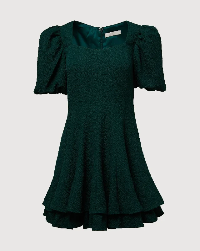 Women's flare dress animal print -Rachel Parcell | V-neck Flared Dress | Dark Emerald