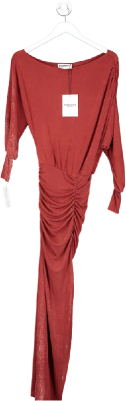 Women's midi dress roam flair -Essentiel Antwerp Red Equal Ruched Stretch-jersey Midi Dress UK 6